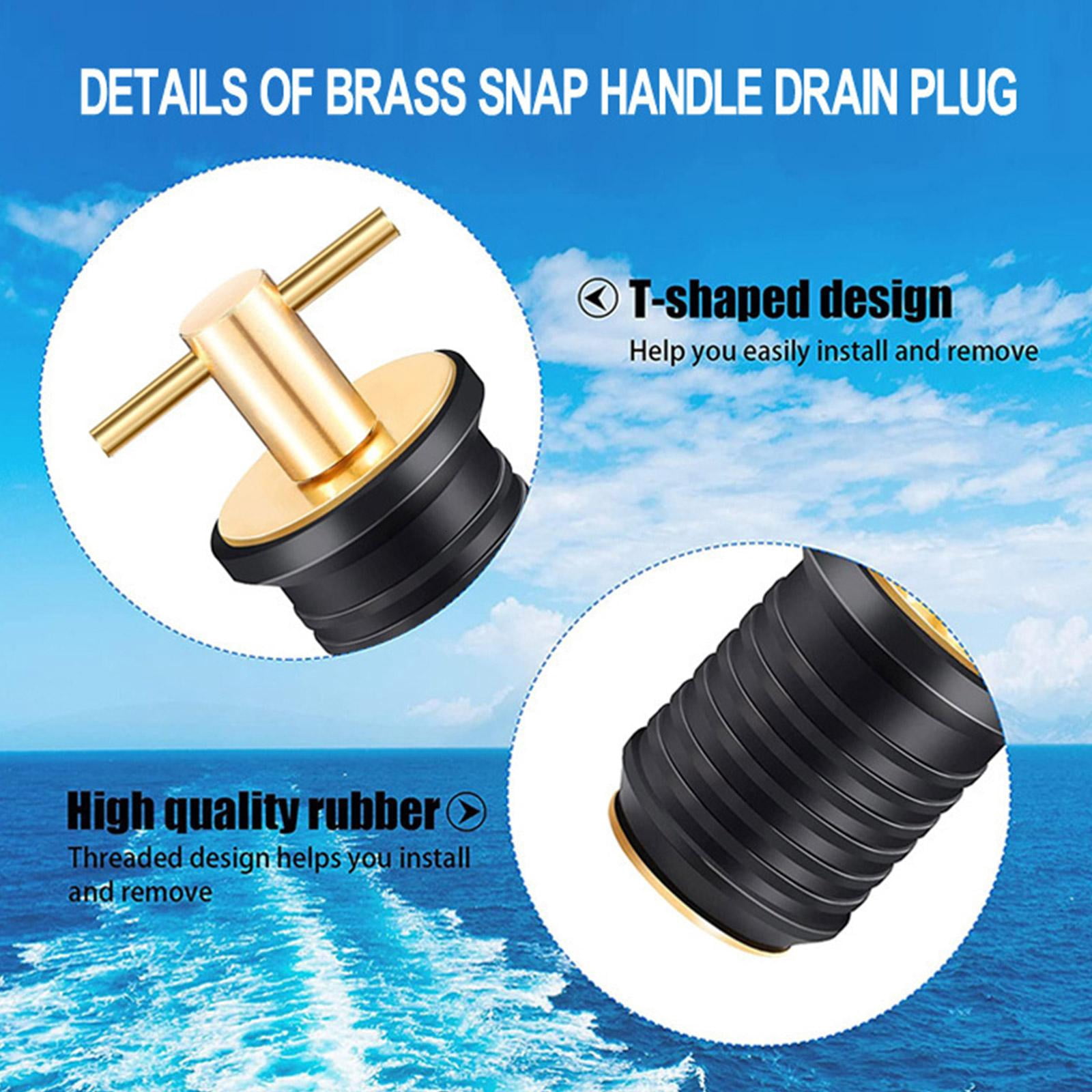 Yihuala 2 Pieces T-Handle Drain Plug Rubber Scupper Plugs Twist-Turn Marine Drain Plug Kayak Accessories