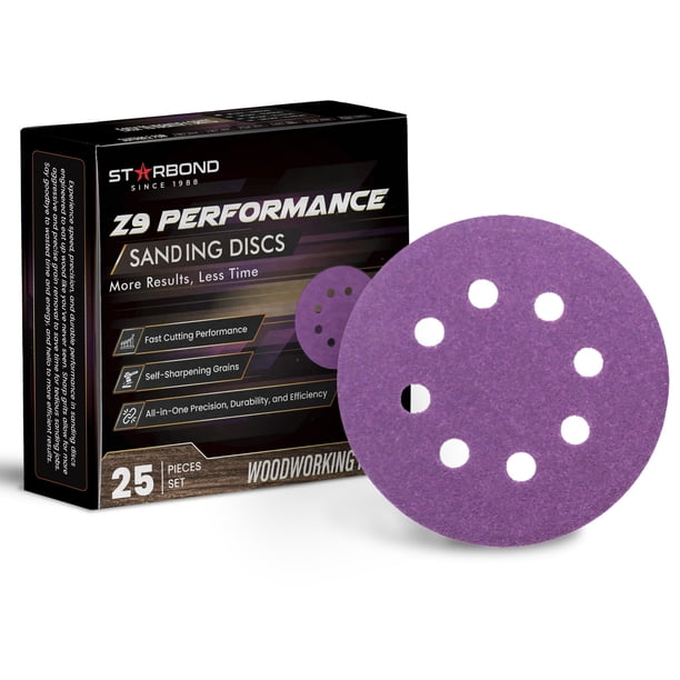 Discos de lijado STARBOND Z9 de 5 pulgadas, paquete de 25 granos autoafilables