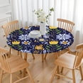 thumbnail image 3 of Pioneer Flower Floral Print Pattern Round Fitted Tablecloth with Elastic Edge,Dining Table Cover Waterproof,Outdoor Round Tablecloth for Camping,Dining,Indoor and Outdoor, 3 of 7