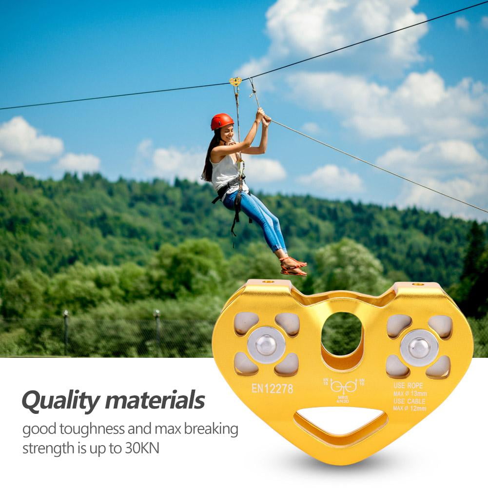 Garosa Climbing Pulley, 30KN Dual Pulley Zip Line Rescue Cable Trolley