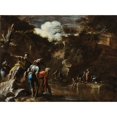 thumbnail image 2 of Salvator Rosa 24x19 Gold Ornate Framed and Double Matted Museum Art Print Titled - Scene from Greek History; Thales Causing the River to Flow on Both Sides of the Lydian Army (circa 1663), 2 of 4