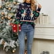 thumbnail image 5 of Suéter de punto de mujer Casual Elk Patrón de copo de nieve Cuello redondo Traje de vacaciones FLhrweasw Nuevo, 5 of 8