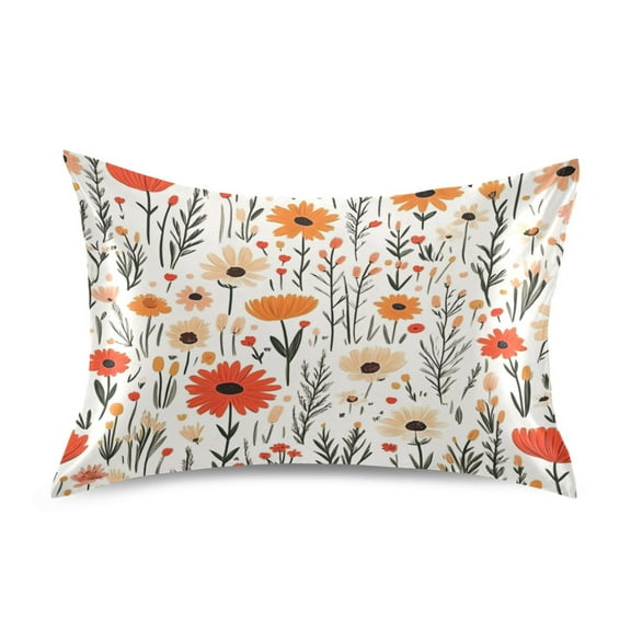 Wildflower Pattern Luxury Silky Soft Pillowcase Standard Size Wrinkle Resistant Envelope Closure 20x26in