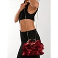 thumbnail image 3 of Women's Elegant Ruffle Evening Clutch Bag with Metal Handle, Floral Inspired Handbag for Wedding Party Prom, 3 of 8