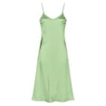 thumbnail image 5 of PNTUTB Summer Women's Solid Color Casual V Neck Sleeveless Strapless Loose Comfortable Split Hem Ankle Length Dress, 5 of 6
