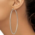 thumbnail image 3 of 925 Sterling Silver Hinged post Polished and Satin Sparkle Cut Hoop Earrings Measures 81x79mm Wide 2mm Thick - Hoop Earr, 3 of 4