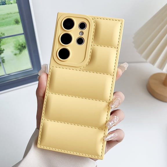 for Samsung Galaxy S25 Ultra Down Jacket Case, Fashion Shockproof Liquid Silicone Puffer Cover, Corners Portection Soft Flexible TPU Phone Case for Samsung Galaxy S25 Ultra, Yellow