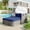 Blue+Grey, variant on Outdoor Daybed with Retractable Canopy, PE Rattan Outdoor Bed Lounger, Double Chaise Lounge for Poolside, Backyard, Patio, Beige and Black