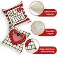thumbnail image 3 of Hello Love Red Ladybug Heart Decorative Throw Pillow Covers 18x18 Set of 4, Valentine''s Day Plaid Stripes Hugs Kisses Cushion Case Decor, Anniversary Wedding Farmhouse Home Decoration for Sofa, 3 of 5