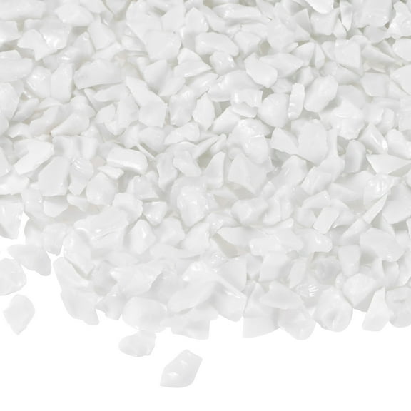 Uxcell High Luster Fire Glass Gravel Stone, Broken Glass Pieces for Crafts 3-6mm, 350g/0.77-Pound [White]