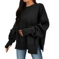thumbnail image 5 of Pxxlle Oversized Sweatshirts for Women Trendy Side Slit Round Neck Pullover Tops Fall Long Sleeve Sweatshirts with Thumb Hole Black M, 5 of 7