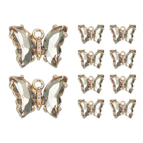 Uxcell 10Pcs Encanto de Mariposa de Rhinestone Cubic Zirconia Cristal Marrón