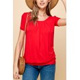 thumbnail image 4 of Made by Johnny Women's Scoop Neck Short Sleeve Pleated Front Blouse Tunic Top L RED, 4 of 6