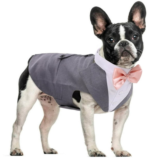 Esmoquin para perro DORA BRIDAL, tamaño pequeño, 29 cm, espalda, con pajarita