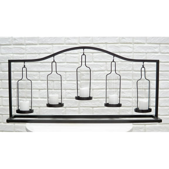 Western Black Arched Metal Stand Decorative 5 Penta Votive Candles Candleholder