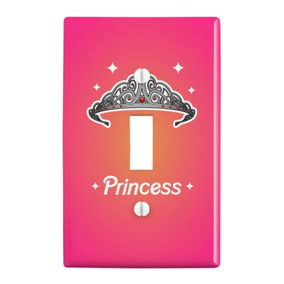 Princess Crown Tiara Pink Background Plastic Wall Decor Toggle Light Switch Plate Cover