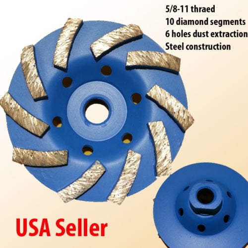 MTP ® 4" 5/811 Thread Diamond Grinding CUP Wheel Disc Grinder Concrete 10 Segments for Stone