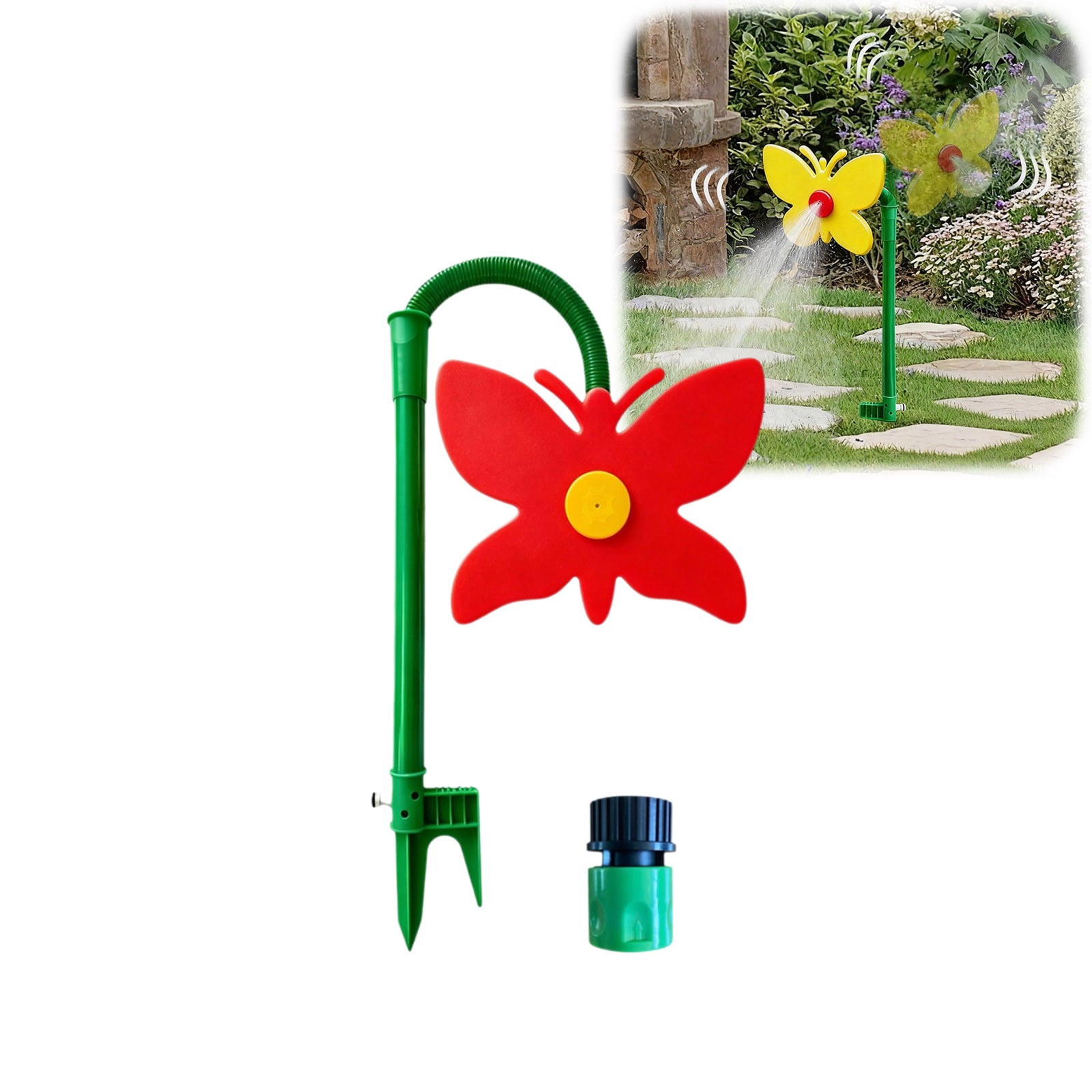 Butterfly Oscillating Garden Sprinkler – Fun Rotating Water Sprayer For Lawn Irrigation & Outdoor Play(Red-106X28Cm)