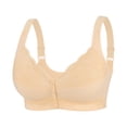 thumbnail image 1 of Sujetador con hebilla frontal y bordes de encaje para mujer - Sin costuras, sin aros, ajustable - Adecuado para yoga, dormir, copas grandes, todas las estaciones, 1 of 5