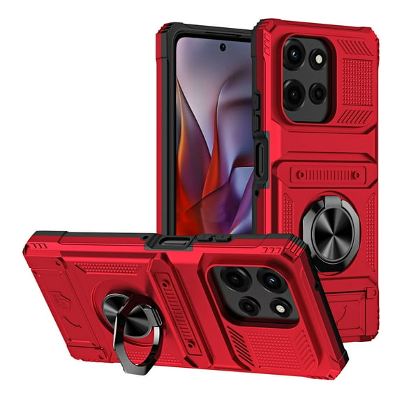 For Motorola Moto G 5G 2025 2024 2023 Phone Case Magnetic bracket Card Holder Rotated Ring Kickstand Heavy Shockproof Wallet Case