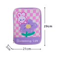 thumbnail image 2 of Girl Cartoon PU Checkerboard Pattern Tablet Case Zipper Clutch (Black), 2 of 10
