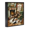 thumbnail image 2 of Dogs Around Christmas Fireplace Black Framed Giclee Art, 17 x 17, Made In USA, 2 of 7