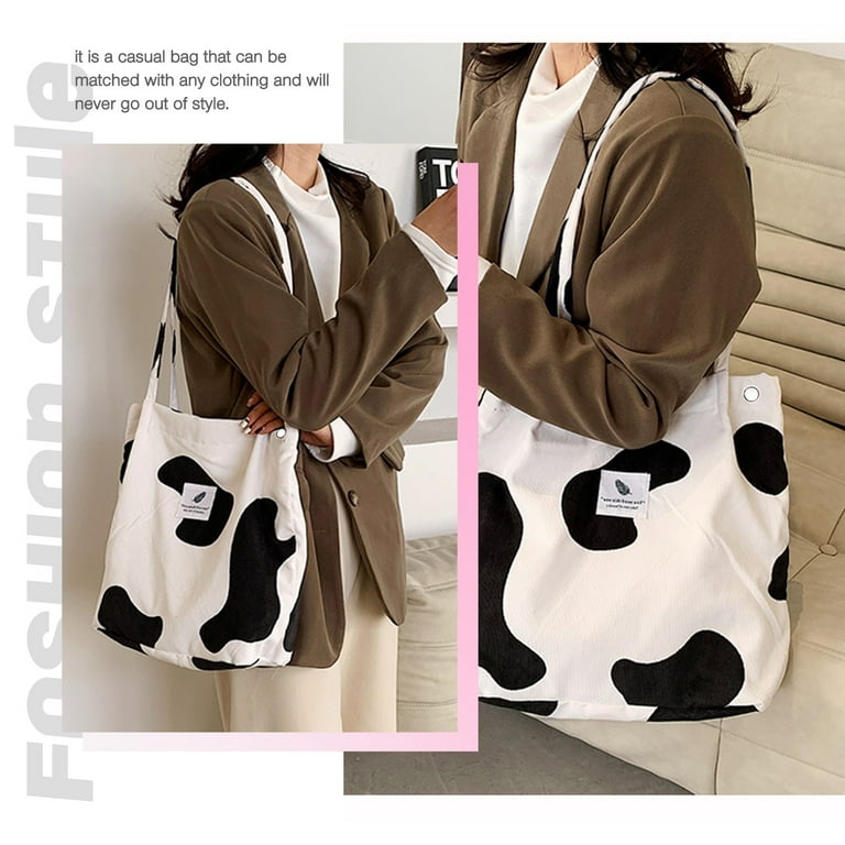 Ayieyill Womens Corduroy Canvas Cow Tote Shoulder Purse Women s Size One size Brown