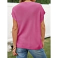 thumbnail image 7 of Summer Short Sleeve Sweater for Women 2025 Crew Neck Ribbed Knit Vests Trendy Pullover Tops, 7 of 7