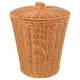 thumbnail image 1 of Cesta de almacenamiento de ratán sintético con tapa, cesta redonda para basura para dormitorio, 1 of 8