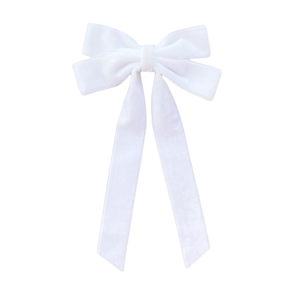 Christmas Velvet Bow Ornament White Decorative Bow for Tree, Gift Wrapping, Wreaths, Holiday Hanging Decoration