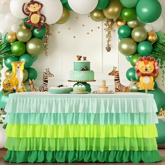 Falda de mesa Besutolife, tutú con volantes, 76 x 183 cm, color verde