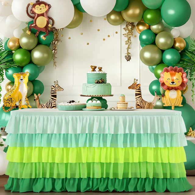 Falda de mesa Besutolife, tutú con volantes, 76 x 183 cm, color verde