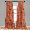 thumbnail image 5 of Ambesonne Peach Curtains, Floral Vibrant Drawing, Pair of 28"x84", Peach Orange Black, 5 of 5