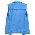 thumbnail image 2 of XINQIHANG Women's Ripped Lapel Collar Button Up Sleeveless Frayed Denim Vest Jacket, 2 of 7
