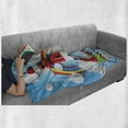 thumbnail image 6 of Lighthouse Soft Flannel Fleece Throw Blanket, Kids Coast with Sailboats Sun Rainbow Hot Air Balloon Clouds Playroom Cartoon, Cozy Plush for Indoor and Outdoor Use, 50" x 70", Multicolor, by Ambesonne, 6 of 6