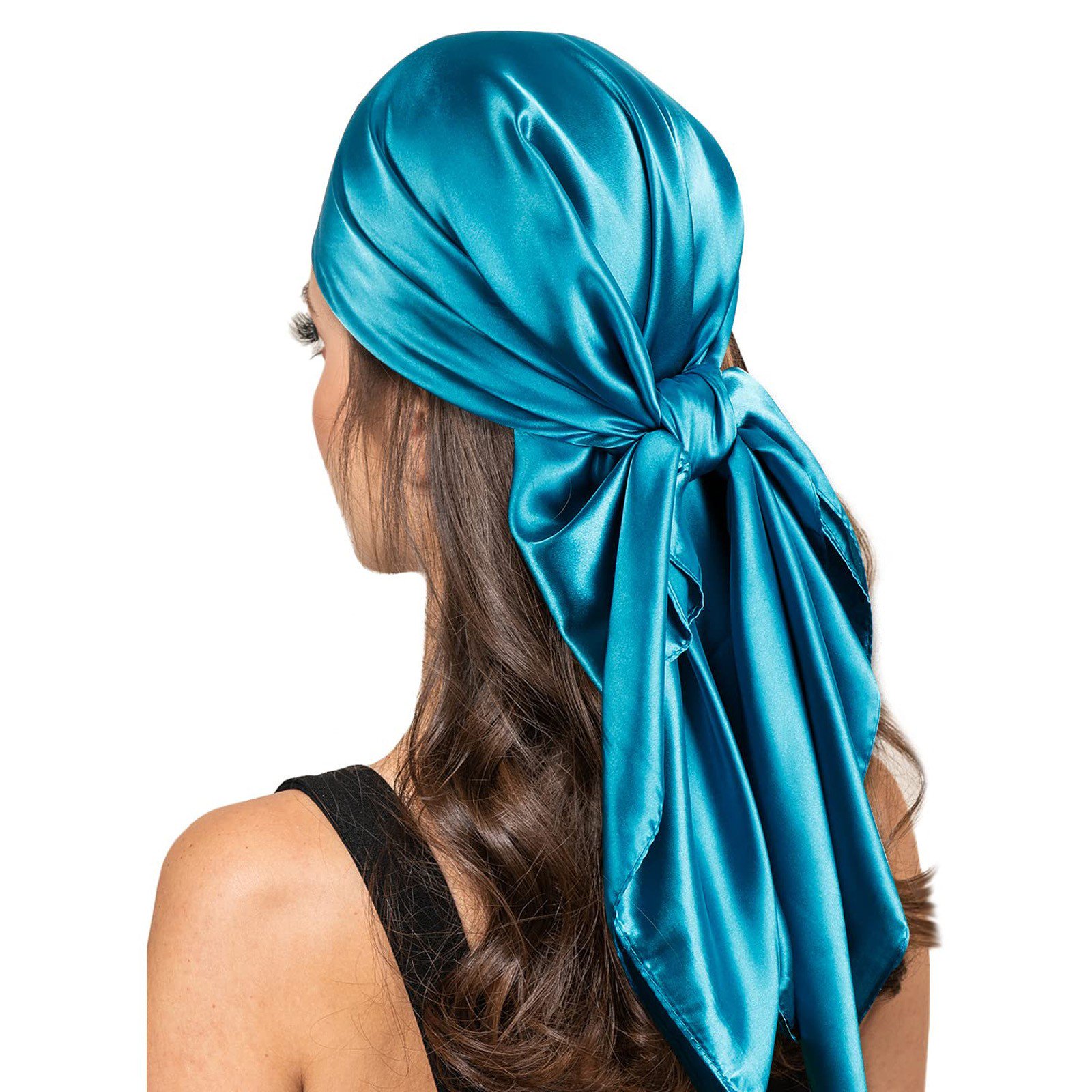 Lot De 4 Foulards En Satin 90x90 Cm – Carrés De Soie Élégants Pour Cheveux, Tête, Cou – Bandanas Chic Multiuses Femme