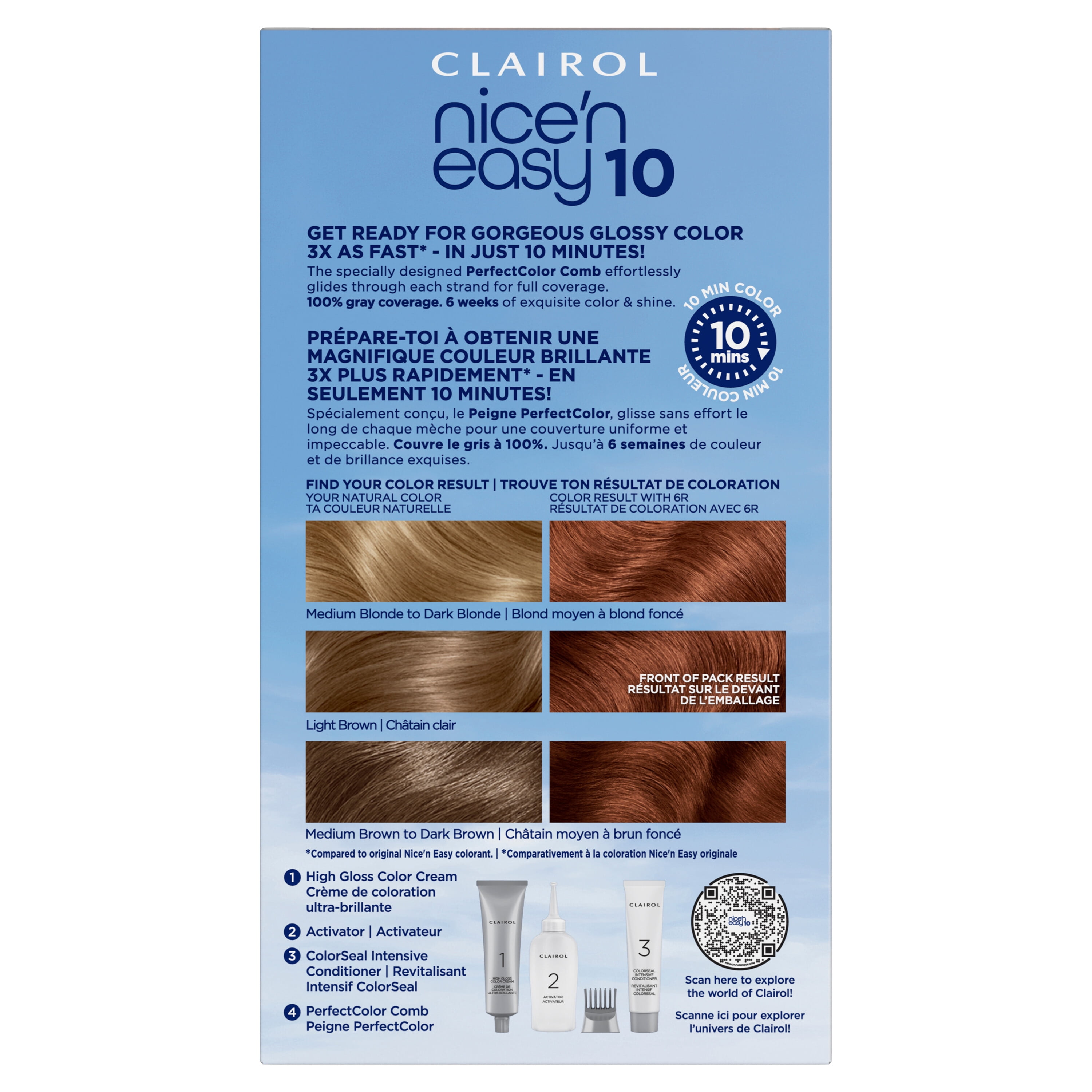 Clairol Nice'n Easy10 Permanent Hair Color Cream, 6R Light Auburn, Hair Dye, 1 Application