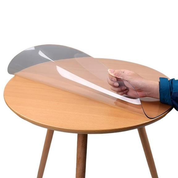 Indoor Outdoor Premium Clear Transparent Round Fitted PVC Tablecloth, Round Waterproof Table Cover,Wipeable,Clear Plastic Tablecloth Protector 24in/60cm)
