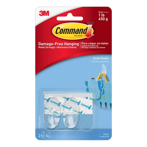 Gancho de almacenamiento Command Small, ovalado, transparente, con capacidad para 450 g
