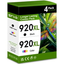 920XL 4 Pack Ink Combo Pack Compatible for HP 920 Ink Cartridges for OfficeJet  6500 6500A 6000 7000 7500 7500A E709 E710 Printers  (1BK/1C/1M/1Y)
