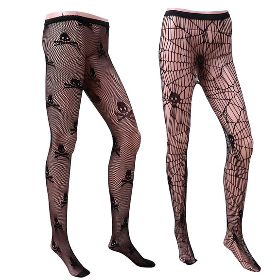 LOLIPPYY 2-Pack Black Fishnet Leggings Stretchy Polyester See-Through Tights for Costume, Party, Night Out