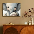thumbnail image 4 of FCXZI Nursery Elephant Canvas Wall Art, Baby Elephant and Baseball Print Safari Animal Nursery Picture Painting for Boys Room Playroom Decor 16x12in, 4 of 6