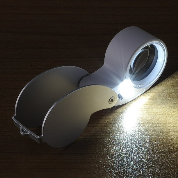 led folding jewelry magnifying glass aluminum