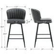 thumbnail image 3 of Guyou 26” Counter Height Bar Stools Set of 2, Modern PU Upholstered Kitchen Island Chairs, Barstools with Back and Footrest for Kitchen Island Pub Restaurant, Grey, 3 of 12