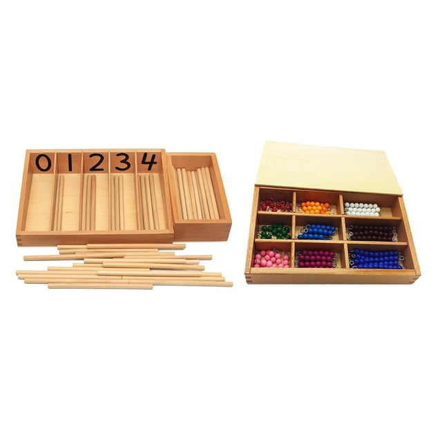 Juguete Educativo Caja de Número Pallilos Granos de Herramientas de Enseñanza de Matemática