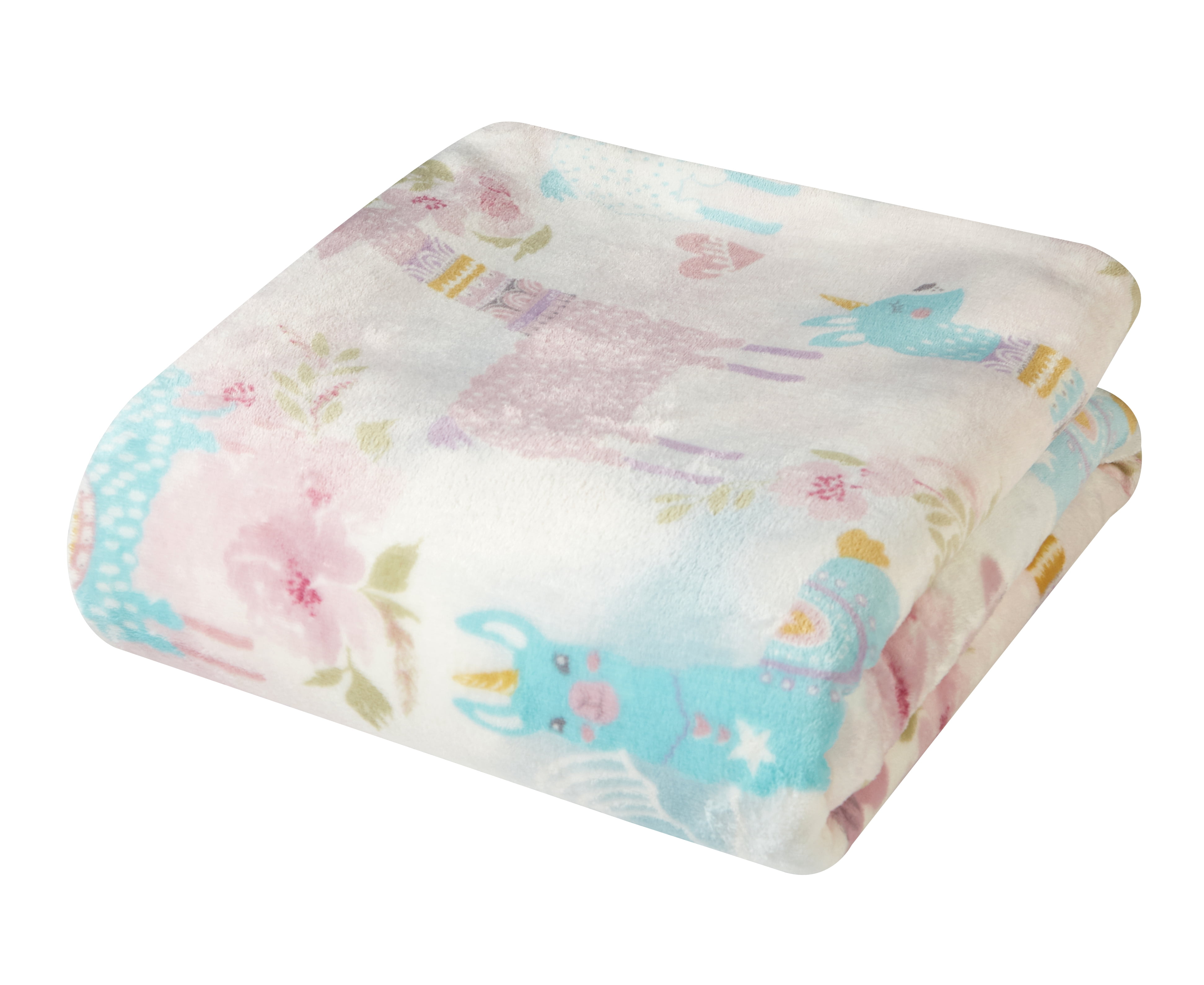 Heritage Club Kids 2 Piece Set, Includes 50" x 60" Soft Plush Throw and Faux Fur Earmuffs, Llamacorn