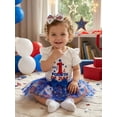thumbnail image 6 of BemeyourBBs Toddler Baby Girl My First 4th of July Outfits Patriot Independent Summer Clothes 0 3 6 9 12 18 Months Letter Star Print Ruffle Short Sleeve Romper and Tulle Tutu Skirt Headband Set, 6 of 9