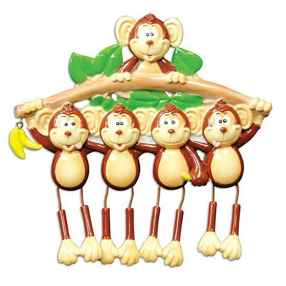 Monkey Family 5 Personalized Christmas Ornament DO-IT-YOURSELF