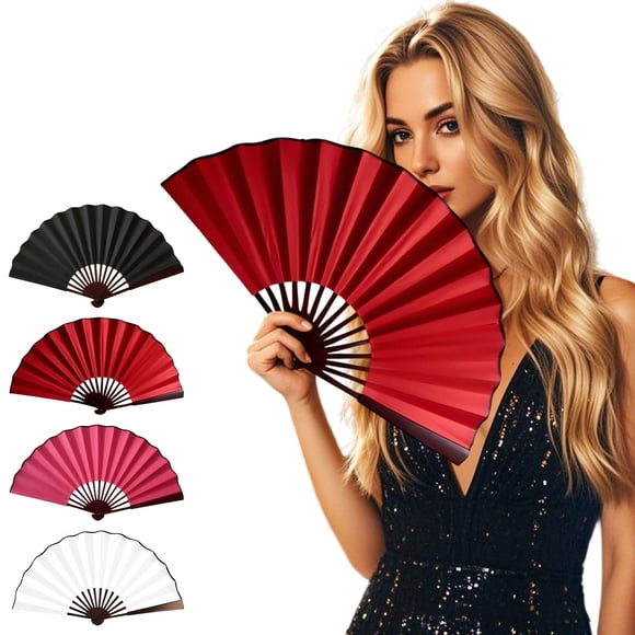 Xihbxyly Abanico Plegable Vintage, Elegante Abanico Grande de Tela para Bailar, Accesorio Retro Duradero, Accesorio Elegante para Bailar En Línea, Ideal para Bodas, Imprescindible para Los Amantes De