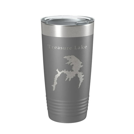 

Treasure Lake Map Tumbler Travel Mug Insulated Laser Engraved Coffee Cup Georgia 20 oz Dark Gray